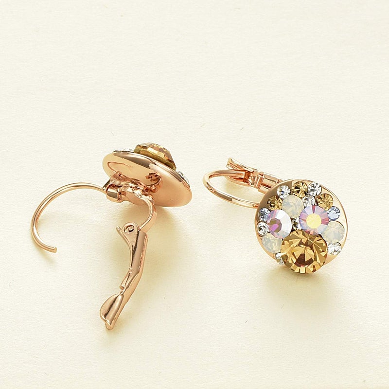 EVEVIC Multicolored Austrian Crystal Drop Earrings for Women 14K Gold Plated Hypoallergenic Leverback Dangle Earrings (Yellow Main Crystal/Rose Gold-tone) - Image 5